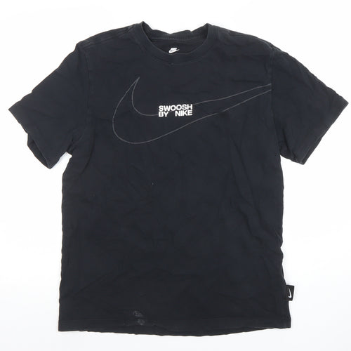 Nike Men Black Cotton Graphic Sports T-Shirt M