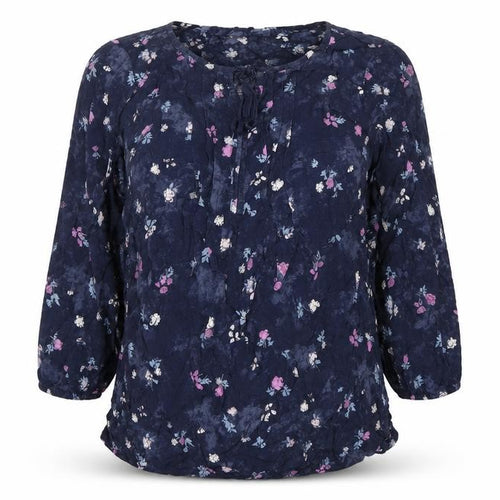 Soma Women's Blue Floral 3/4 Sleeve Rayon Tunic Blouse M