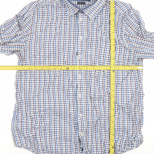 Paul Costelloe Living Men's Blue Check Cotton Long Sleeve Button-Up Shirt Large