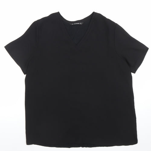 Dunnes Women's Black V-Neck Short Sleeve Basic T-Shirt M