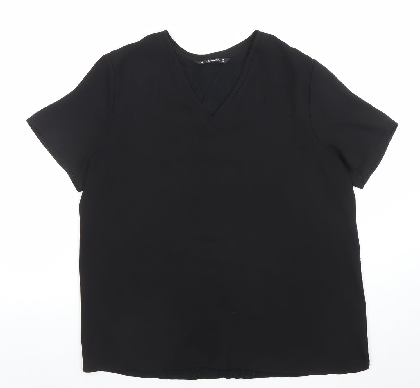 Dunnes Women's Black V-Neck Short Sleeve Basic T-Shirt M