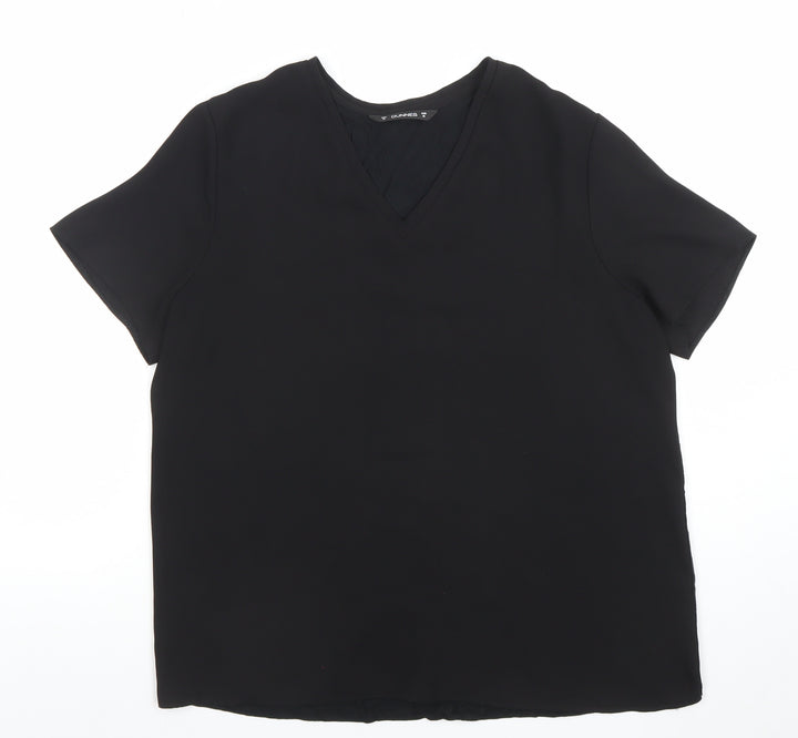 Dunnes Women's Black V-Neck Short Sleeve Basic T-Shirt M