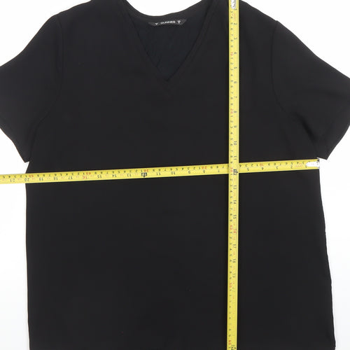 Dunnes Women's Black V-Neck Short Sleeve Basic T-Shirt M
