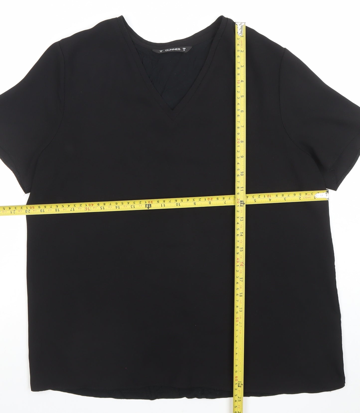 Dunnes Women's Black V-Neck Short Sleeve Basic T-Shirt M
