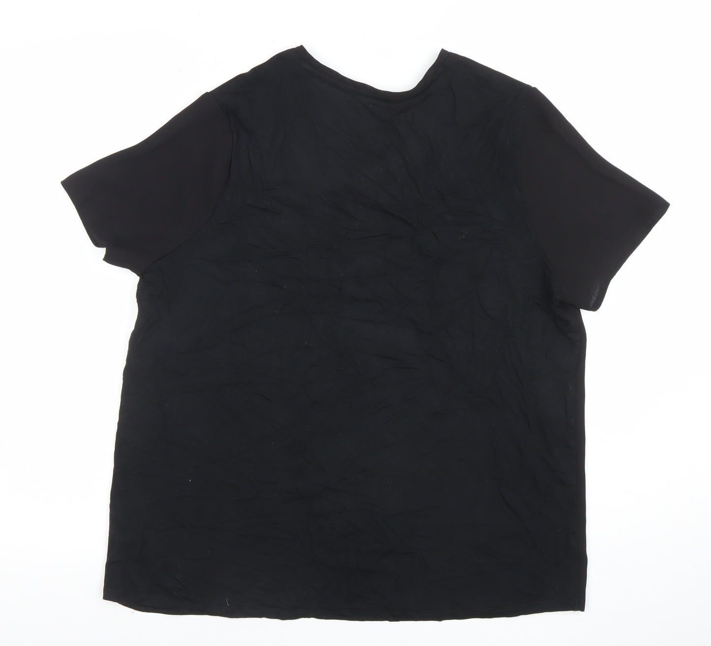 Dunnes Women's Black V-Neck Short Sleeve Basic T-Shirt M