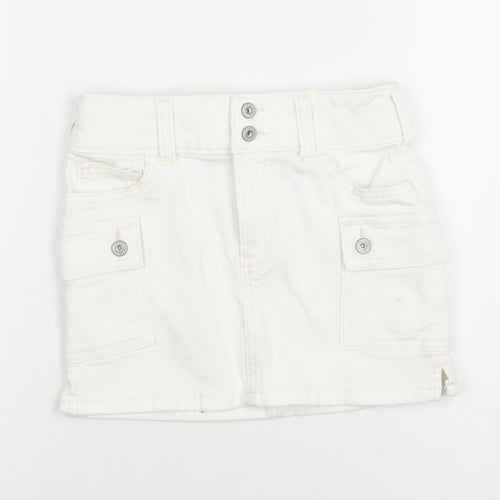 GAP Kids Girls White Cotton Cargo Mini Skirt Age 6 Adjustable Waist