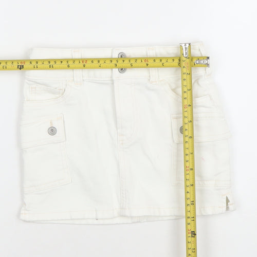 GAP Kids Girls White Cotton Cargo Mini Skirt Age 6 Adjustable Waist