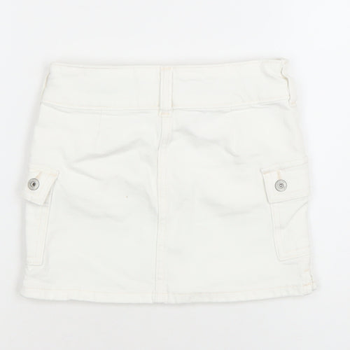 GAP Kids Girls White Cotton Cargo Mini Skirt Age 6 Adjustable Waist