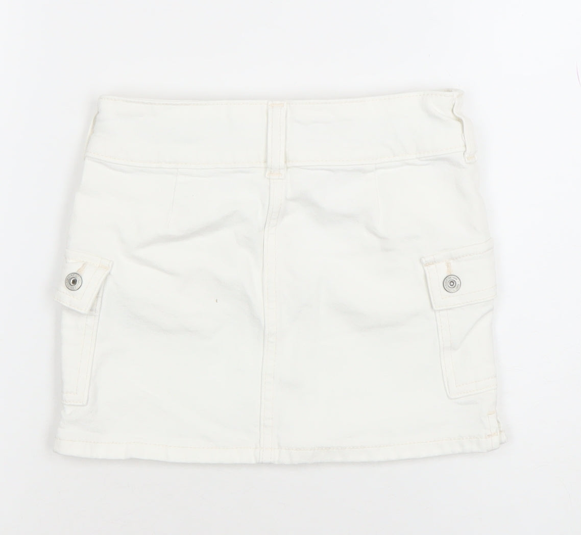 GAP Kids Girls White Cotton Cargo Mini Skirt Age 6 Adjustable Waist