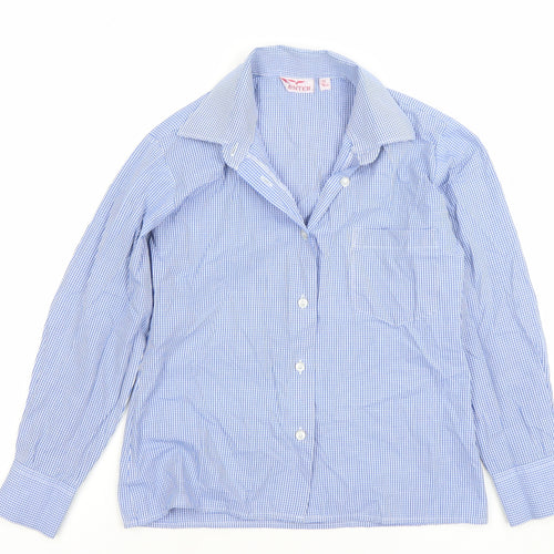 Hunter Boys Blue Check Long Sleeve Button-Up Shirt 30 Inch Classic Fit