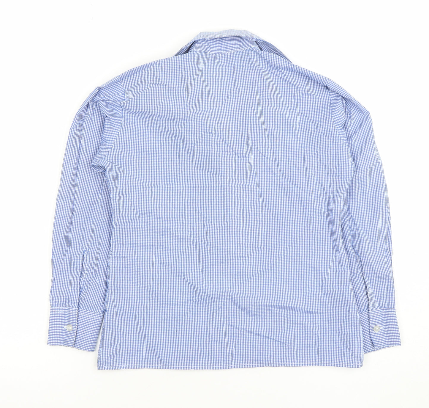 Hunter Boys Blue Check Long Sleeve Button-Up Shirt 30 Inch Classic Fit