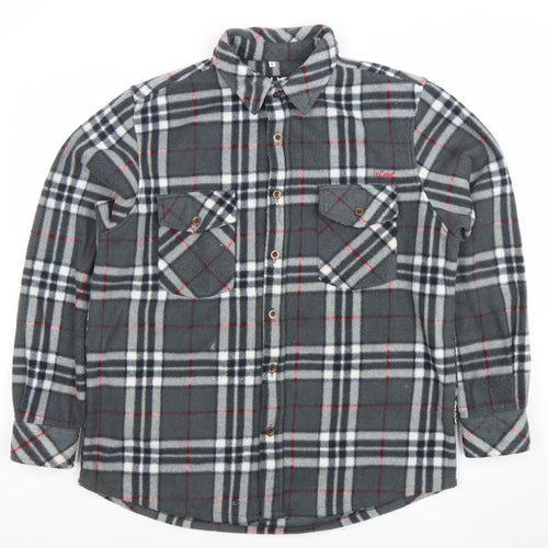 Lee Cooper Mens Grey Check Fleece Shirt Jacket L Regular Fit