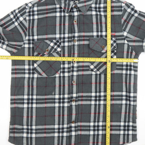 Lee Cooper Mens Grey Check Fleece Shirt Jacket L Regular Fit