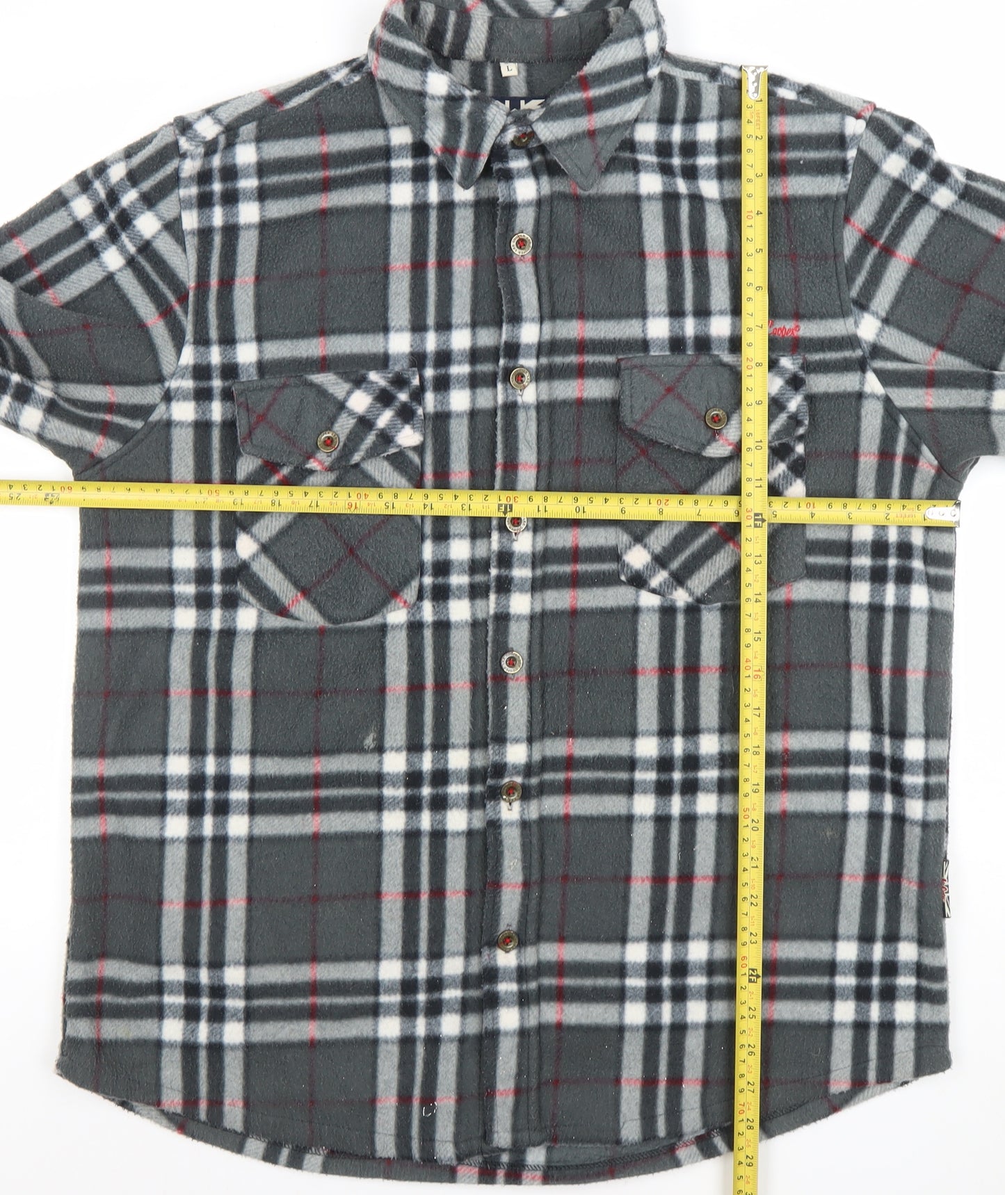 Lee Cooper Mens Grey Check Fleece Shirt Jacket L Regular Fit