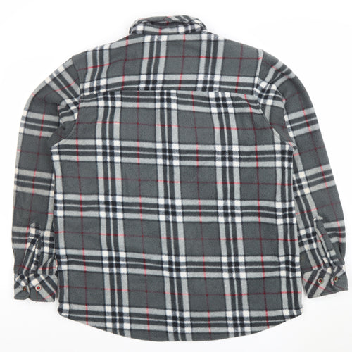 Lee Cooper Mens Grey Check Fleece Shirt Jacket L Regular Fit