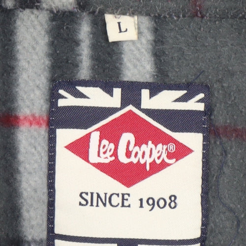 Lee Cooper Mens Grey Check Fleece Shirt Jacket L Regular Fit
