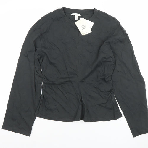 H&M Women’s Black Long Sleeve Cotton Basic T-Shirt Size S