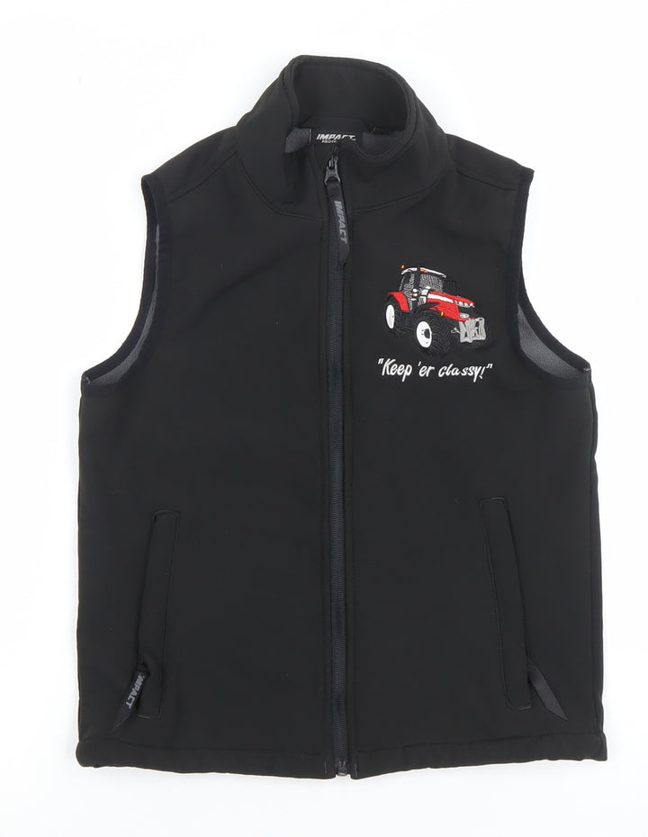 Impact Protection Boys Black 7-8 Years Tractor Embroidered Softshell Bodywarmer