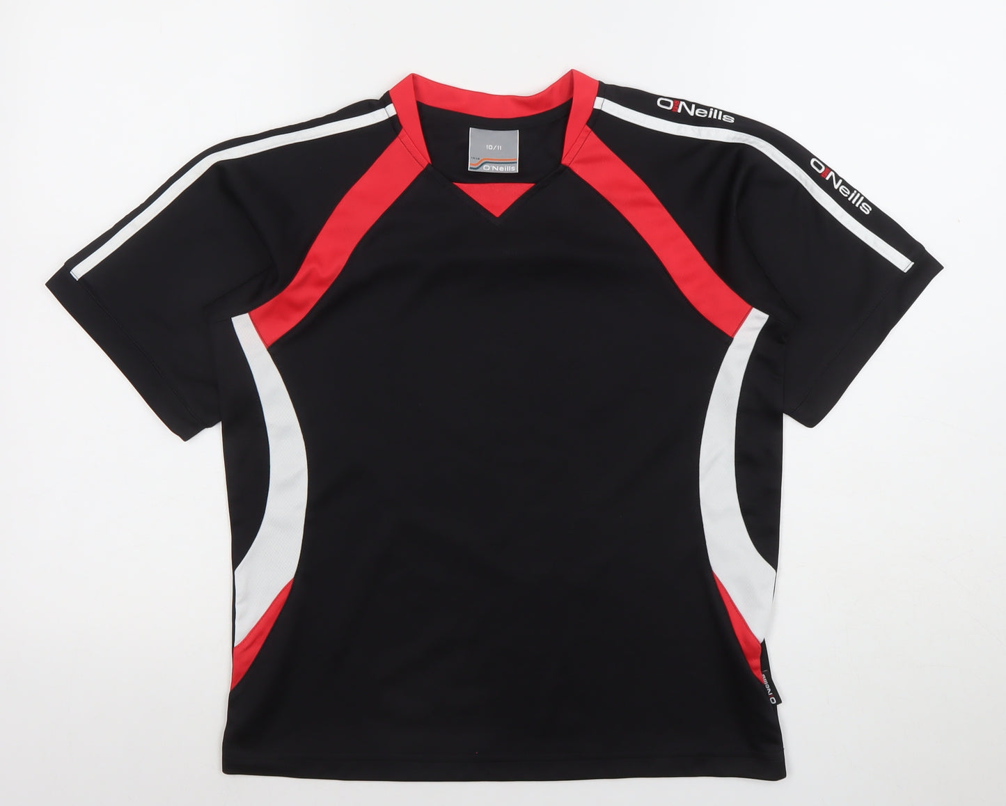 O'Neills Boys Black Red Sports T-Shirt 10-11 Years Quick Dry Activewear Top