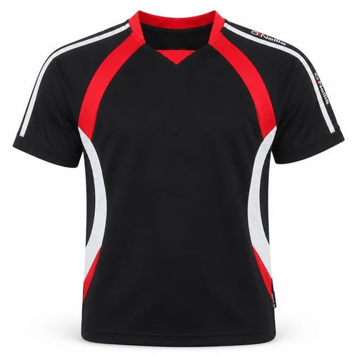 O'Neills Boys Black Red Sports T-Shirt 10-11 Years Quick Dry Activewear Top