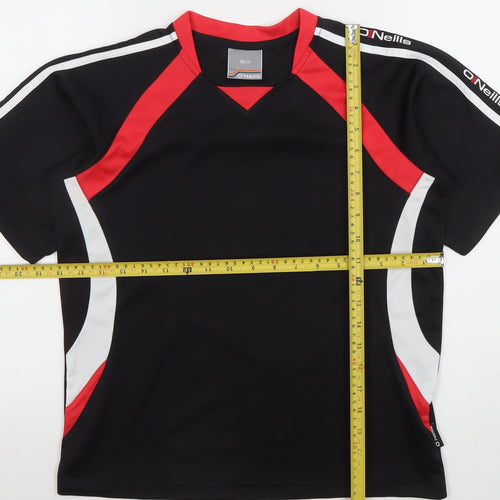 O'Neills Boys Black Red Sports T-Shirt 10-11 Years Quick Dry Activewear Top