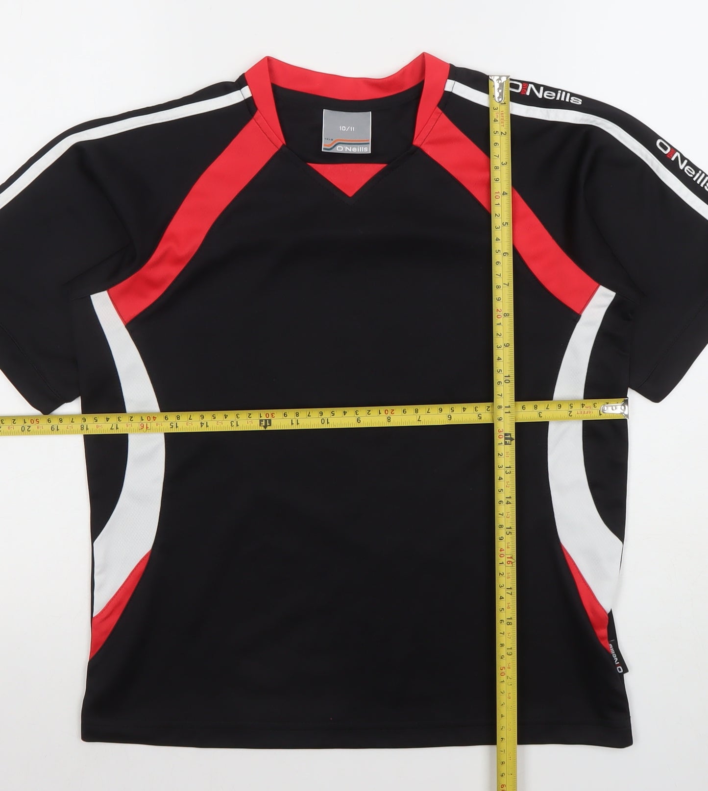 O'Neills Boys Black Red Sports T-Shirt 10-11 Years Quick Dry Activewear Top