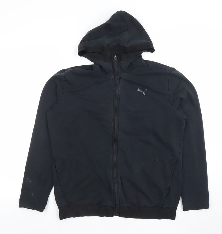 Puma Womens Black Full Zip Hooded Sweatshirt Size L Cotton Blend