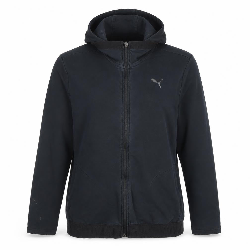 Puma Womens Black Full Zip Hooded Sweatshirt Size L Cotton Blend
