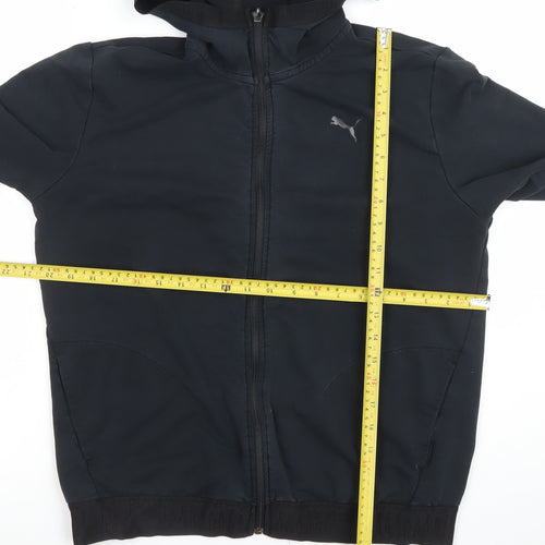 Puma Womens Black Full Zip Hooded Sweatshirt Size L Cotton Blend