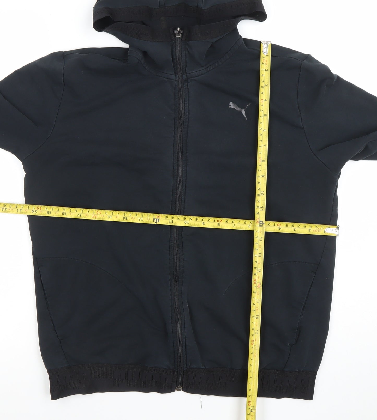 Puma Womens Black Full Zip Hooded Sweatshirt Size L Cotton Blend