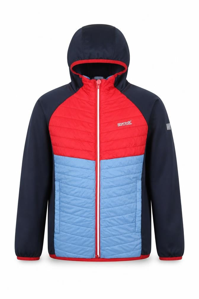 Front view of Regatta boys’ multicoloured 13 years hooded puffer jacket