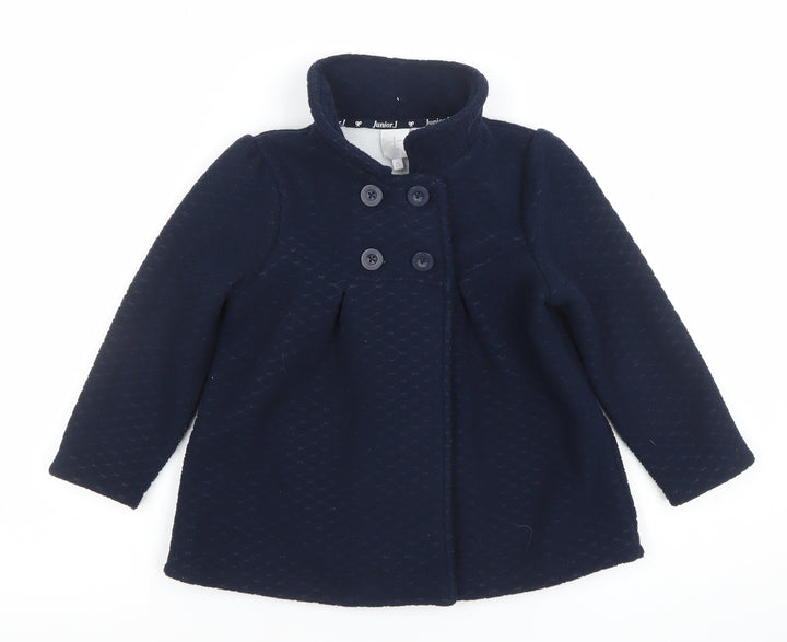 Jasper Conran Junior Girls Blue Pea Coat 4-5 Years Double Breasted Winter Jacket