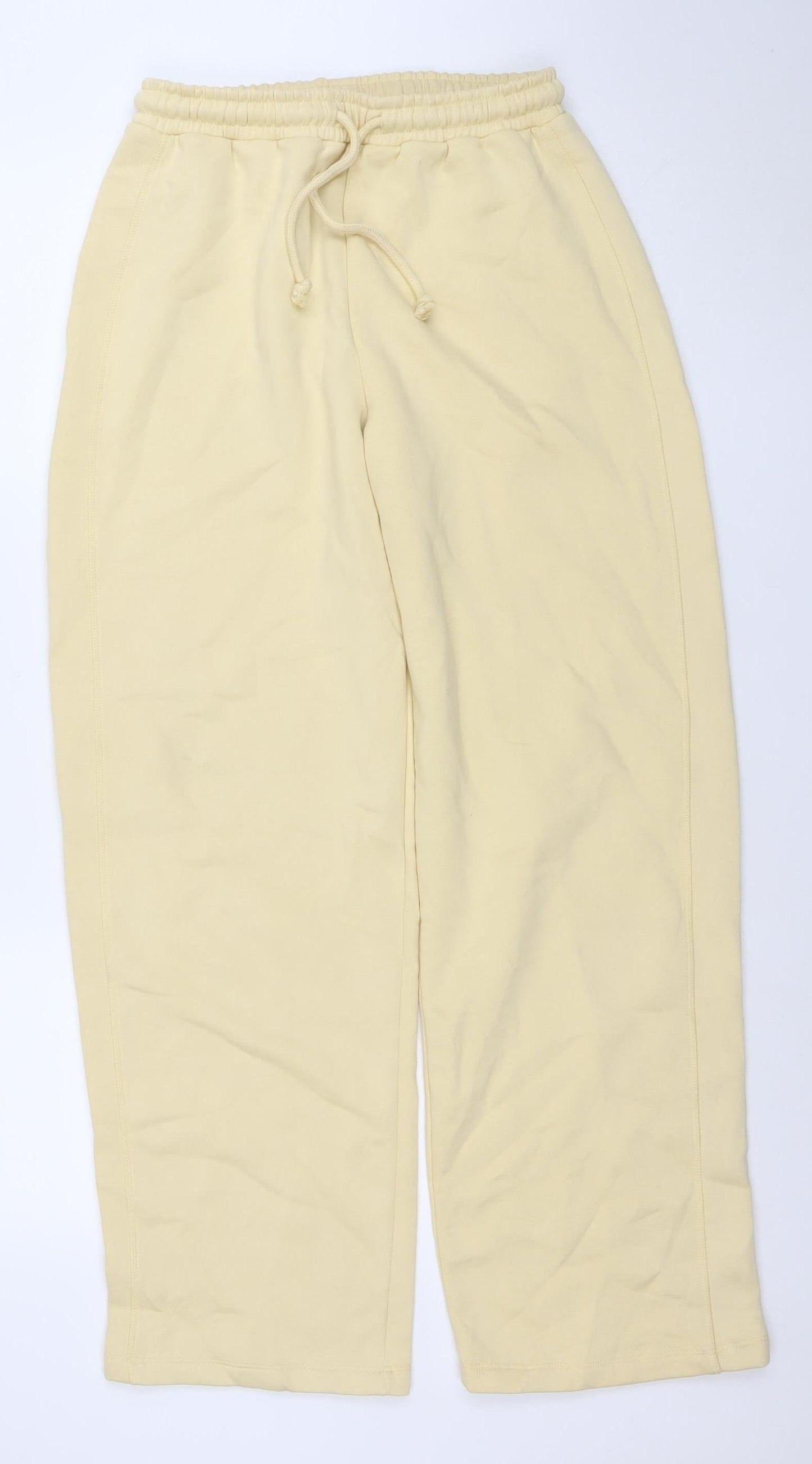 Zara Women Beige Cotton Blend Jogger Trousers Size S