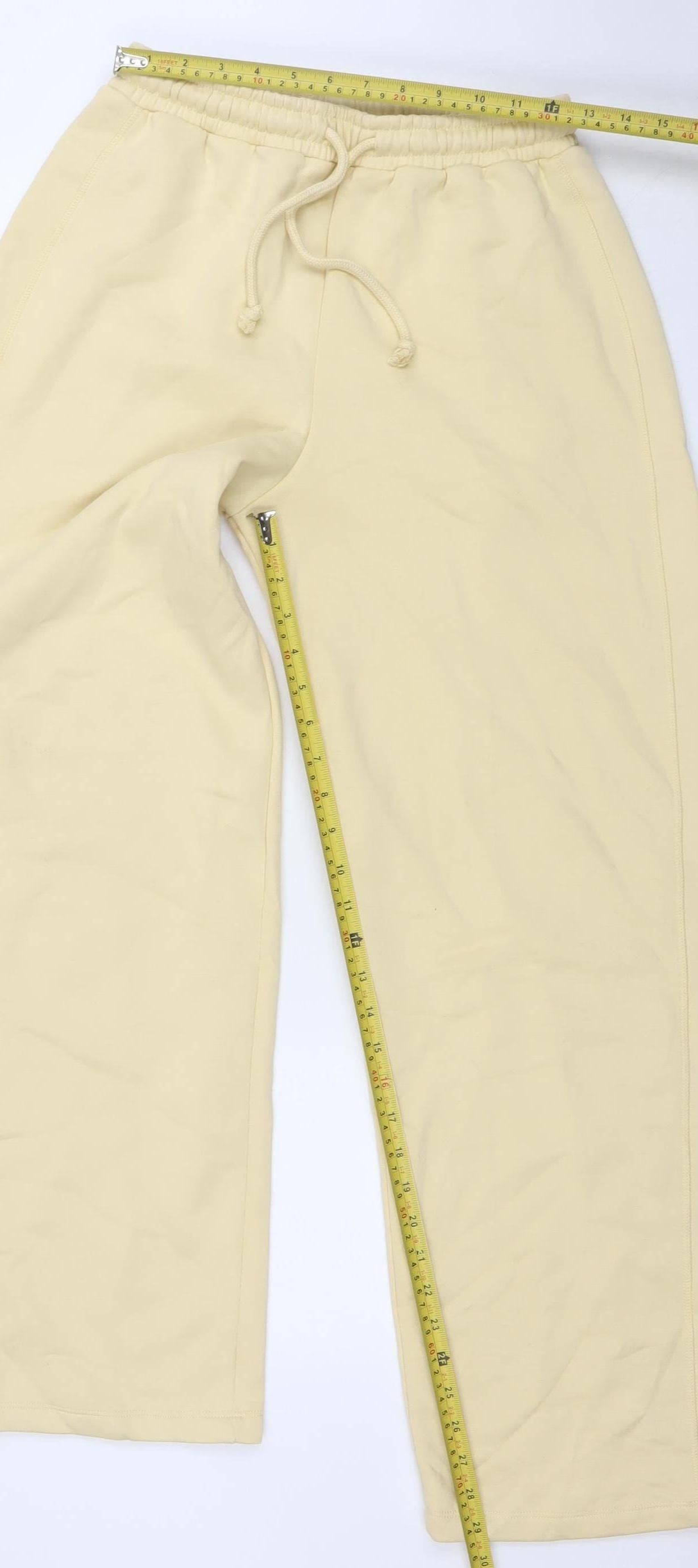 Zara Women Beige Cotton Blend Jogger Trousers Size S