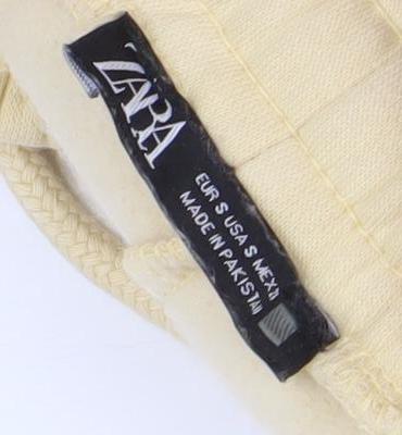 Zara Women Beige Cotton Blend Jogger Trousers Size S