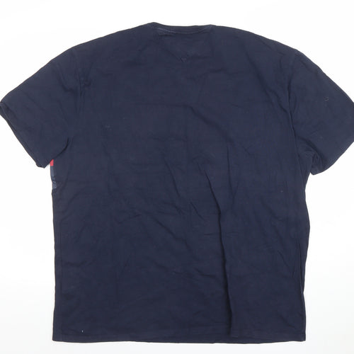 Tommy Hilfiger Men Blue XL Colourblock Logo Crew Neck T-Shirt