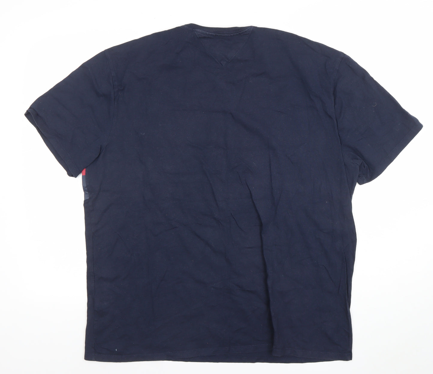 Tommy Hilfiger Men Blue XL Colourblock Logo Crew Neck T-Shirt