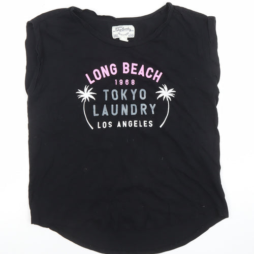 Tokyo Laundry Women's Black Crew Neck Sleeveless T-Shirt Size 14