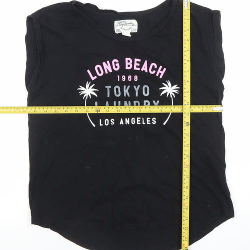 Tokyo Laundry Women's Black Crew Neck Sleeveless T-Shirt Size 14