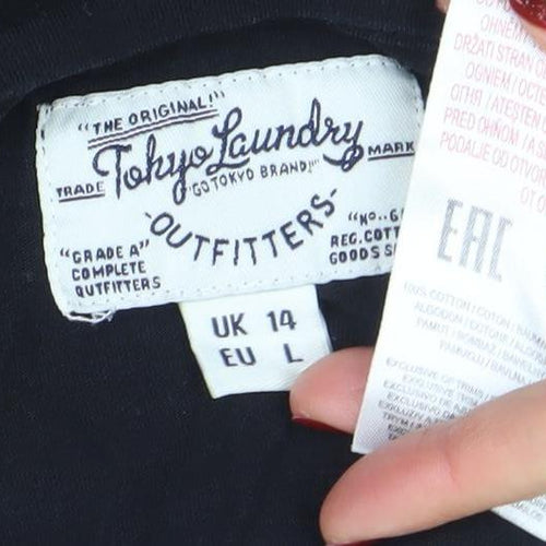 Tokyo Laundry Women's Black Crew Neck Sleeveless T-Shirt Size 14