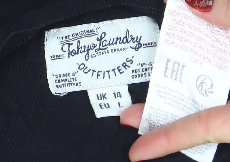 Tokyo Laundry Women's Black Crew Neck Sleeveless T-Shirt Size 14