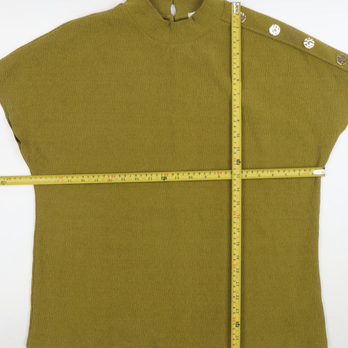 Gallery Women's Green Mock Neck Button Shoulder Blouse Size M