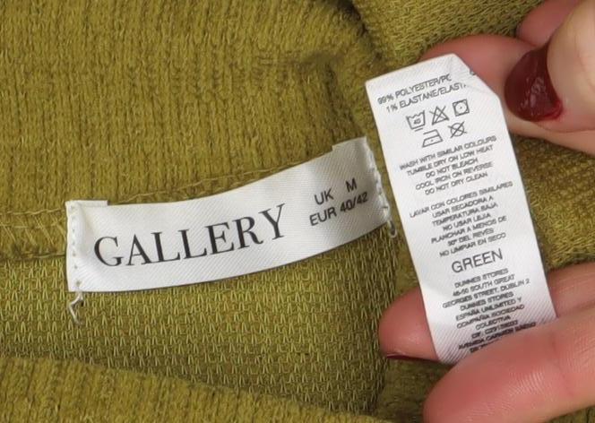 Gallery Women's Green Mock Neck Button Shoulder Blouse Size M