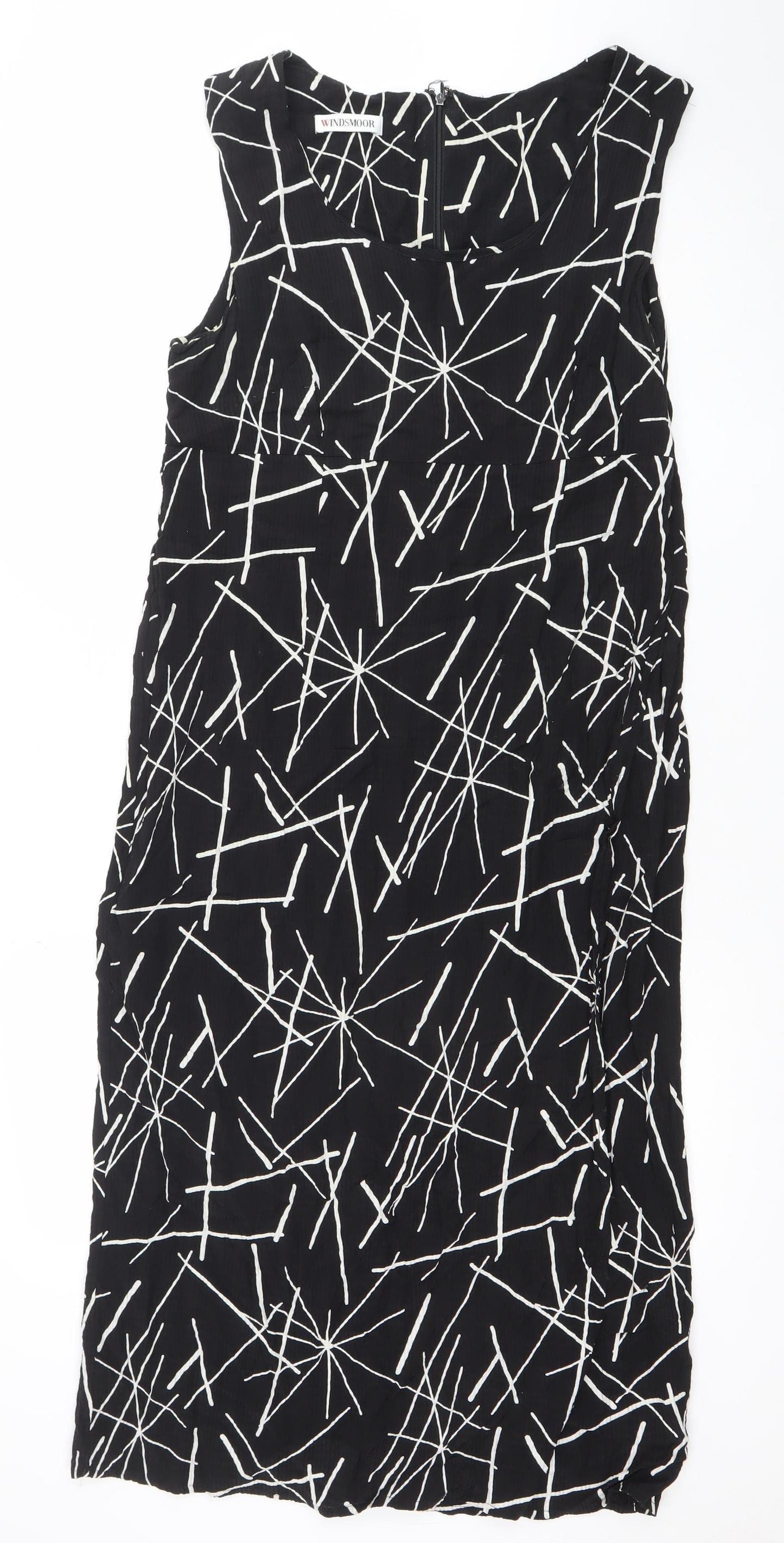 Windsmoor Women’s Black Geometric Sleeveless Sheath Dress Size 16