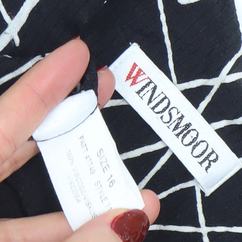 Windsmoor Women’s Black Geometric Sleeveless Sheath Dress Size 16