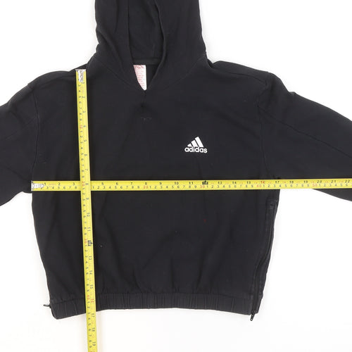 Adidas Girls Black Hoodie 11-12 Years Pullover Sportswear Cotton Blend