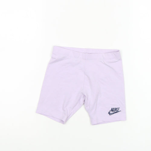 Nike Girls Purple Biker Shorts 6-7 Years Stretch Cotton Blend Activewear