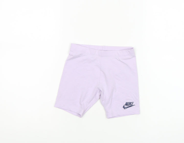 Nike Girls Purple Biker Shorts 6-7 Years Stretch Cotton Blend Activewear