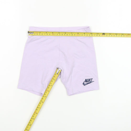 Nike Girls Purple Biker Shorts 6-7 Years Stretch Cotton Blend Activewear