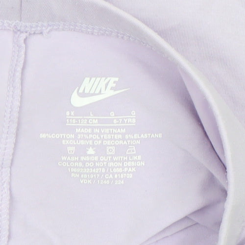 Nike Girls Purple Biker Shorts 6-7 Years Stretch Cotton Blend Activewear